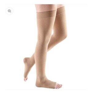 Mediven Comfort Thigh High 20-30 mmHg, Open Toe w/ Beaded Silicone Top BandSz V
